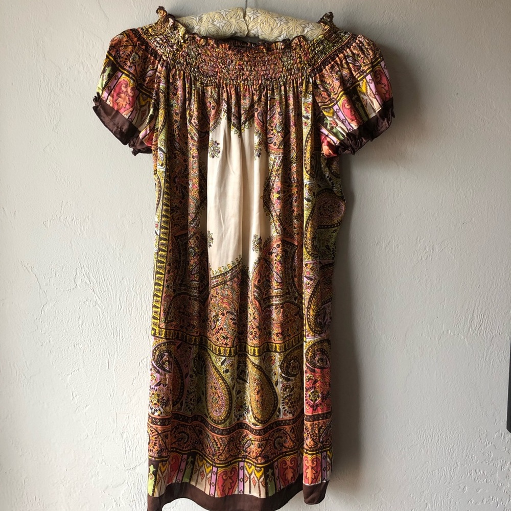 Classique boho print off shoulder tunic
